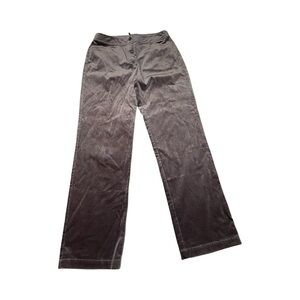 Eileen Fisher Womens Cotton Velour Buttoned Straight Leg Pants Gray Size S